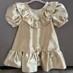Janie and Jack Gold Satin Ruffle Dress
